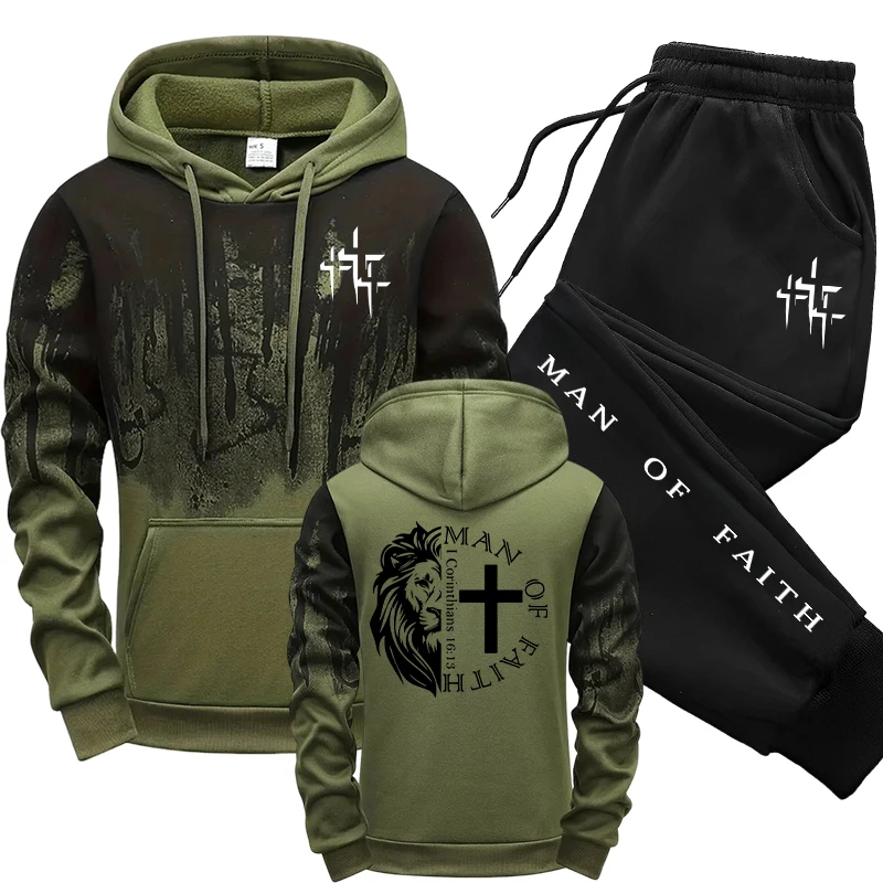 Men Shoes Joggers - Man of Faith Pattern Men's Set