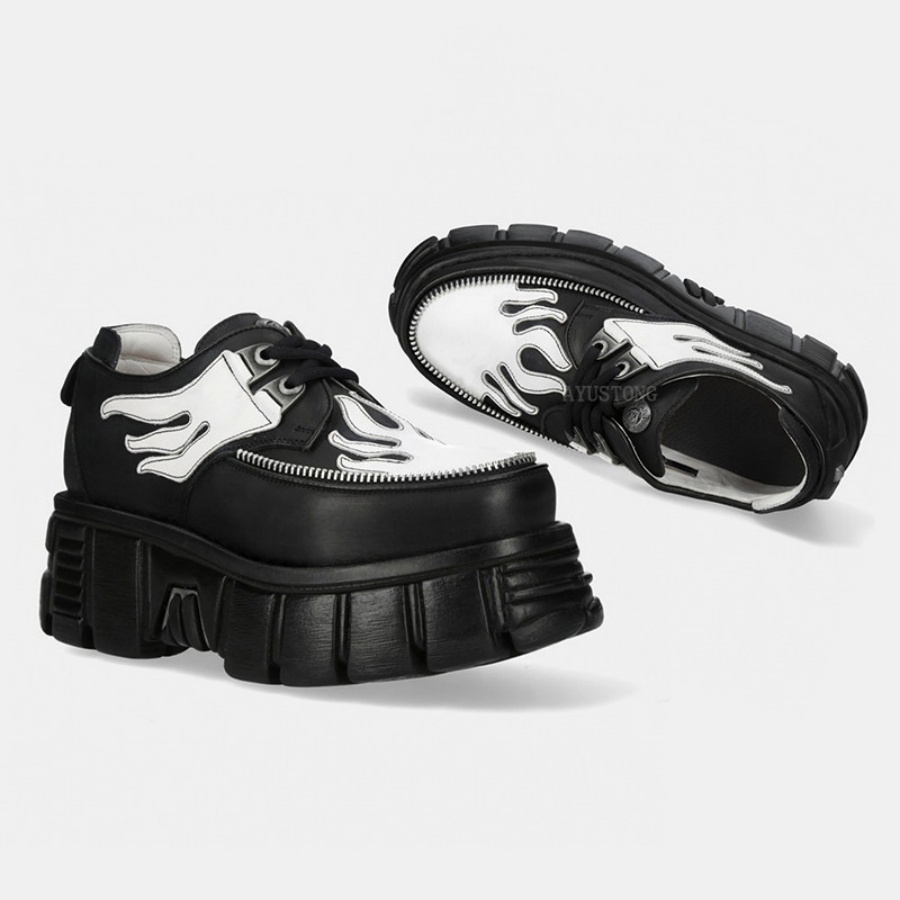 Women Black White Flame Print  - đánh giá và giá Men'S Shoes Black And White