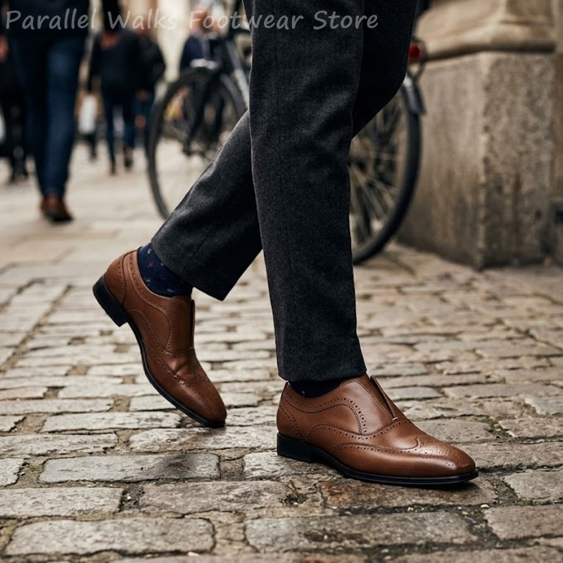 Mens Brown Leather Brogue Shoe - đánh giá và giá Oxford Brogue Leather
