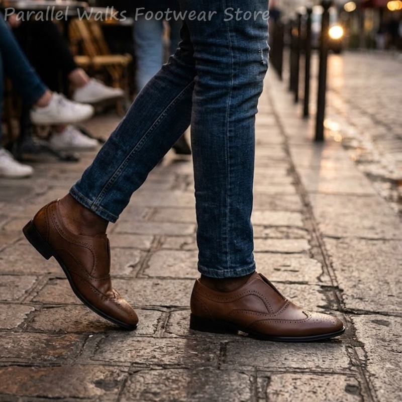 Mens Brown Leather Brogue Shoe - đánh giá và giá Oxford Brogue Leather