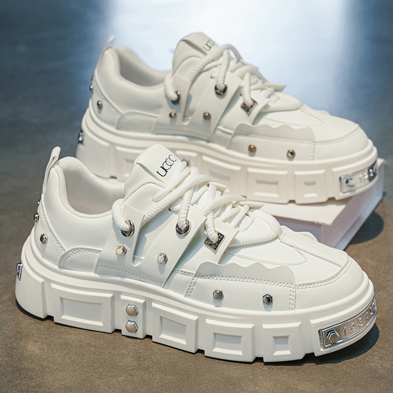 Punk Studded Thick-Soled Men's - đánh giá và giá Men Shoes White Colour