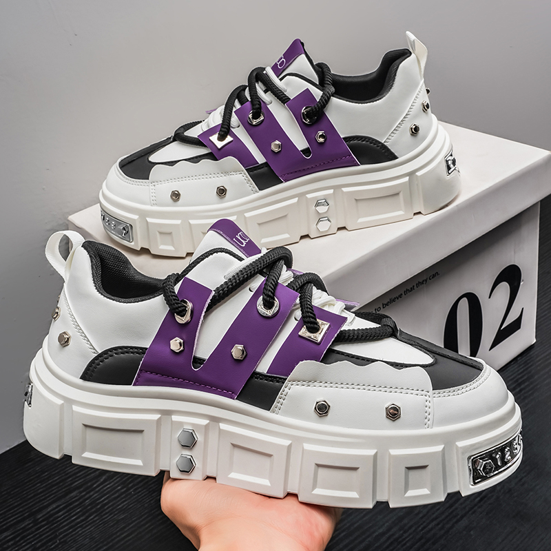 Punk Studded Thick-Soled Men's - đánh giá và giá Men Shoes White Colour