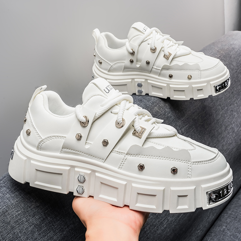 Punk Studded Thick-Soled Men's - đánh giá và giá Men Shoes White Colour